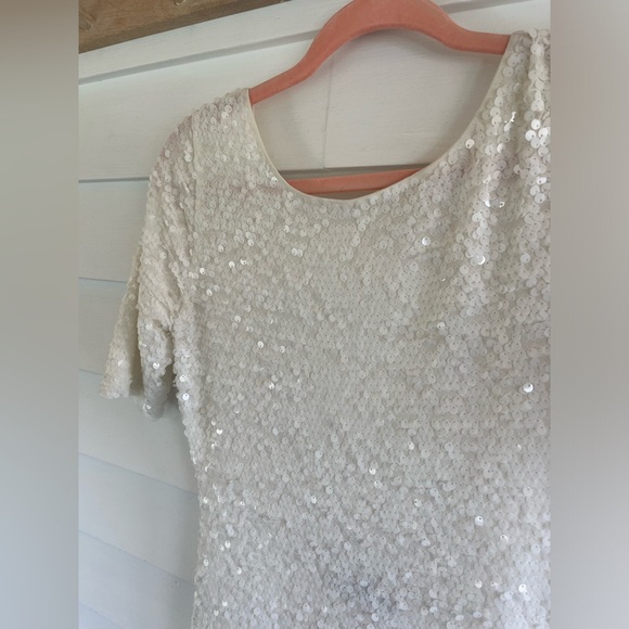 NWT BCBG Max Azria white sequin dress MED - Picture 3 of 7